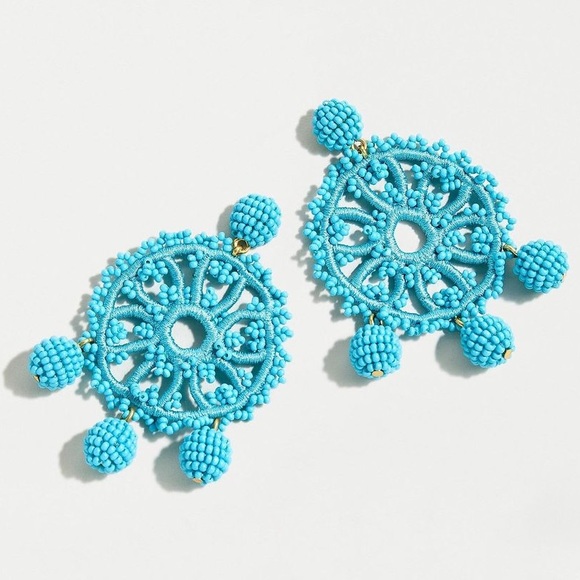 J. Crew Jewelry - JCREW Beaded Crochet Earrings NWT OS Aqua
